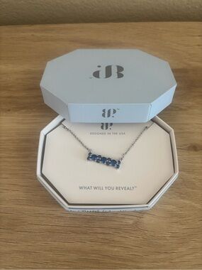 Bomb party Blue Crystal Bar Necklace with Silver Chain